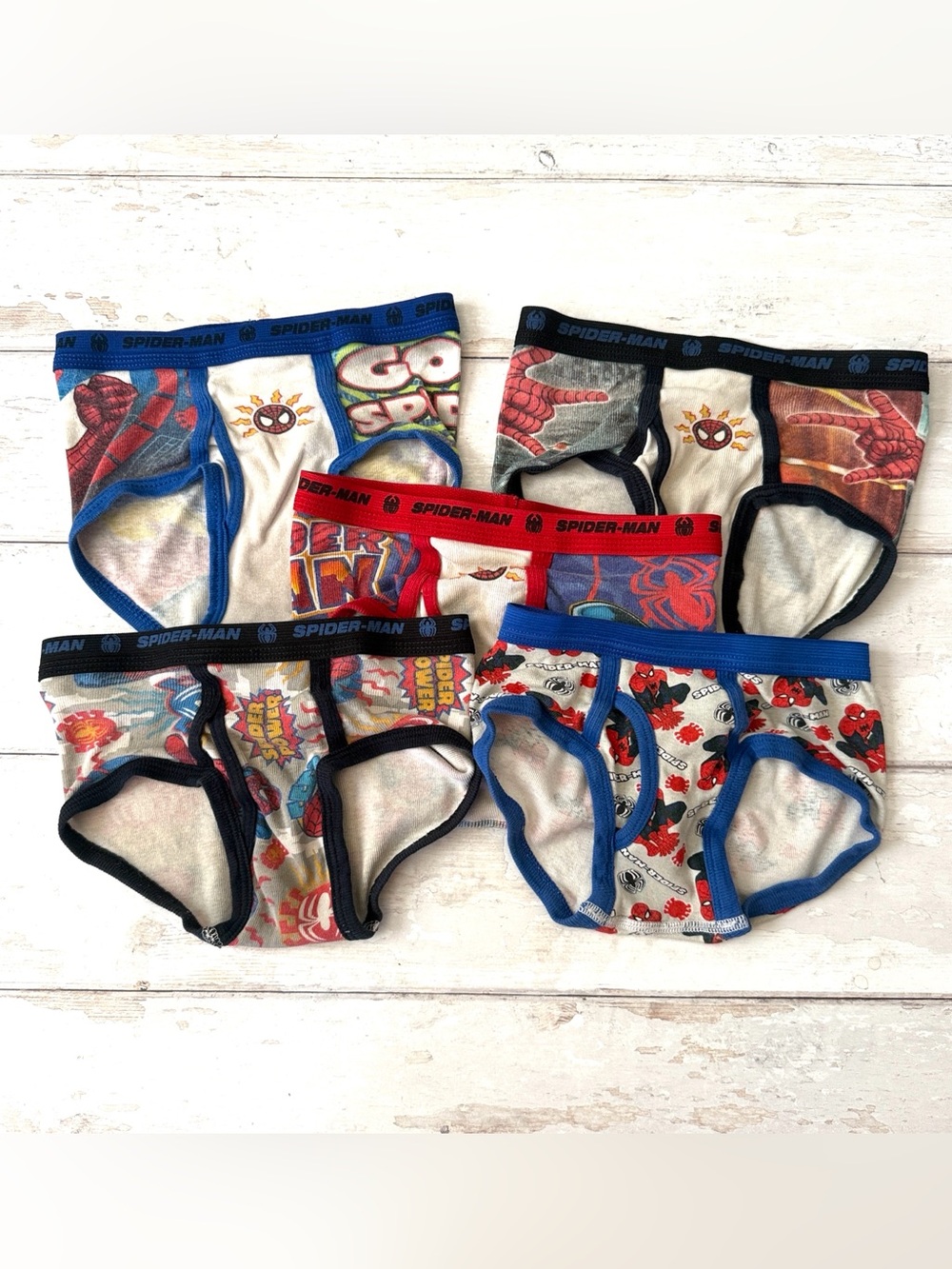 Boys 4T Kids Spiderman Marvel Brand Set of 5 Underwear Briefs Toddler Size 4